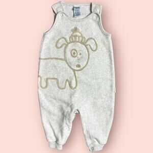 OshKosh Baby Fleece Overalls Infants 6-9 months Gender Neutral Vtg Puppy Sleeper